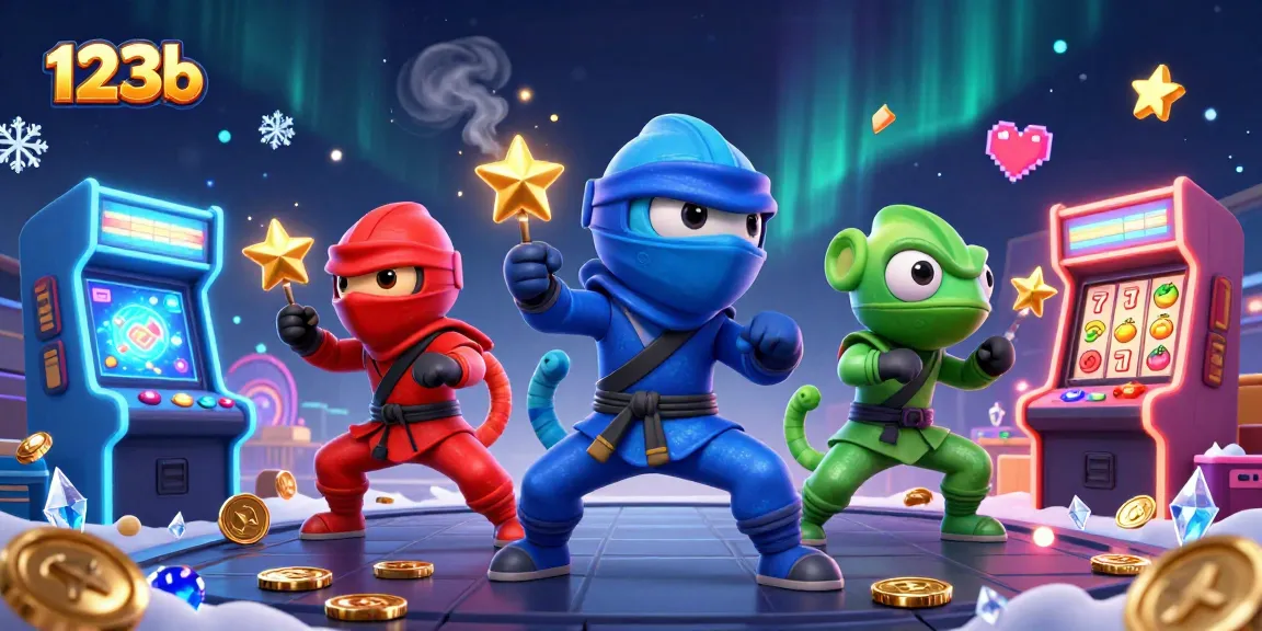 Engage with 123b's vibrant casino experience featuring chameleons and arcade games.