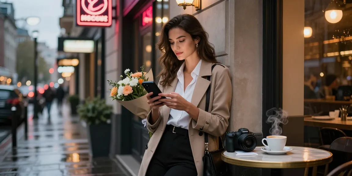 Gái gọi trong trang phục thanh lịch, tạo nét quyến rũ giữa khung cảnh phố phường vào buổi tối.