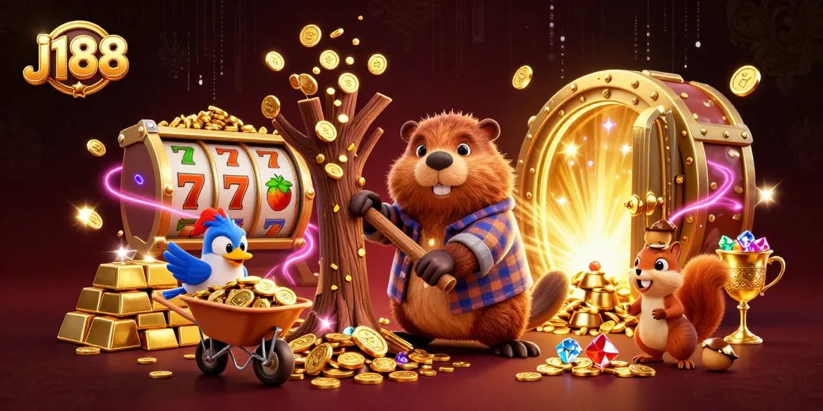Experience the thrill of j188's jackpot scene with vivid characters and vibrant treasure in action.