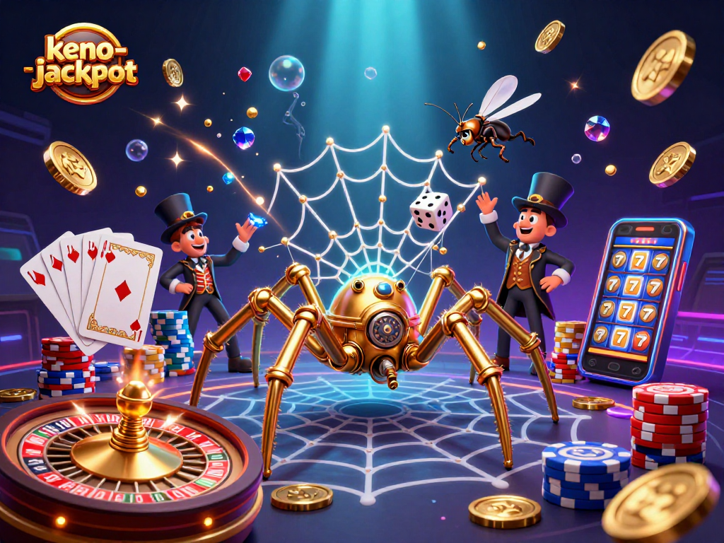 Keno-jackpot: experience the thrill of winning with a steampunk-themed casino illustration featuring unique game elements.