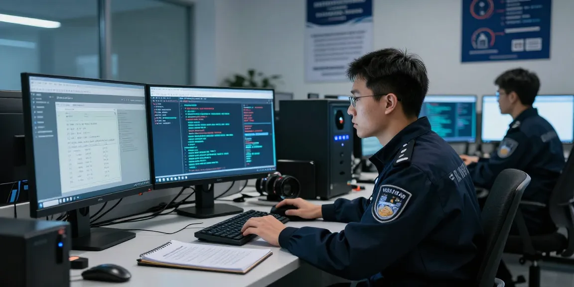 레플리카 보안 검사 중인 기술자가 모니터를 분석하는 모습