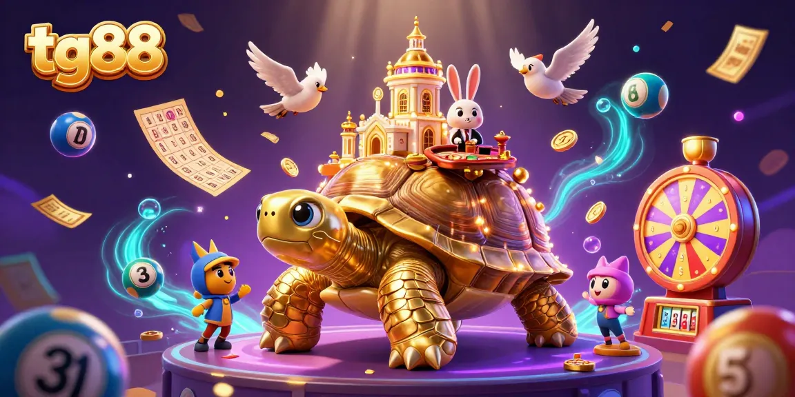 Spin the luck at tg88 with the golden tortoise dealer at a lively casino scene!