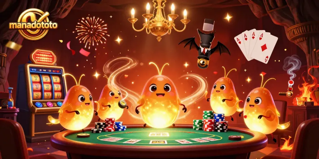 Experience the thrilling world of manadototo casino with glowing glowworms illuminating vibrant game elements.
