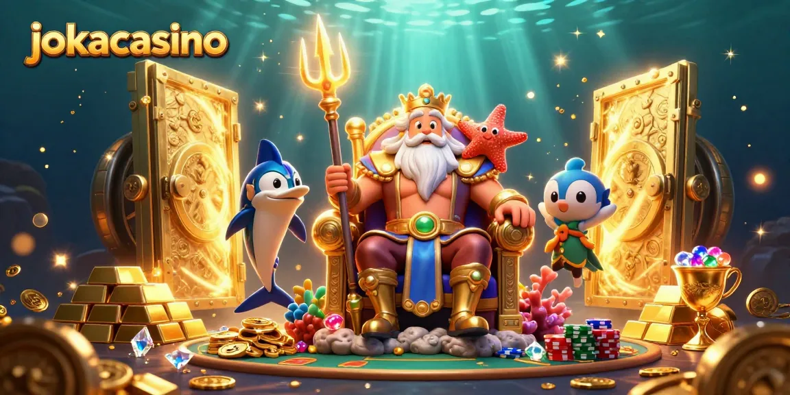 jokacasino's epic underwater scene featuring Neptune, samurai, and treasures.