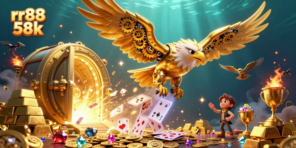 Experience the thrill of casino gaming with rr88 58k in this vibrant 3D illustration showcasing rich rewards.