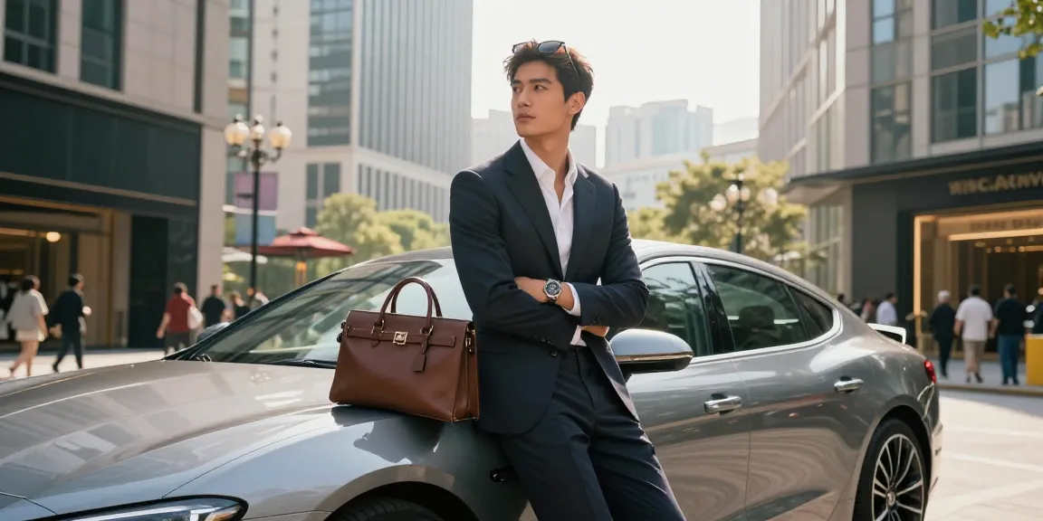 Gambar gaya hidup mewah luxury111 dengan mobil modern di lingkungan perkotaan.