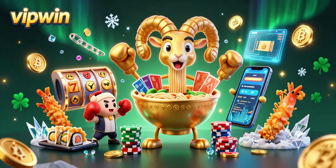 Engage in thrilling gameplay at vipwin's bustling online casino with vibrant characters and crypto elements.
