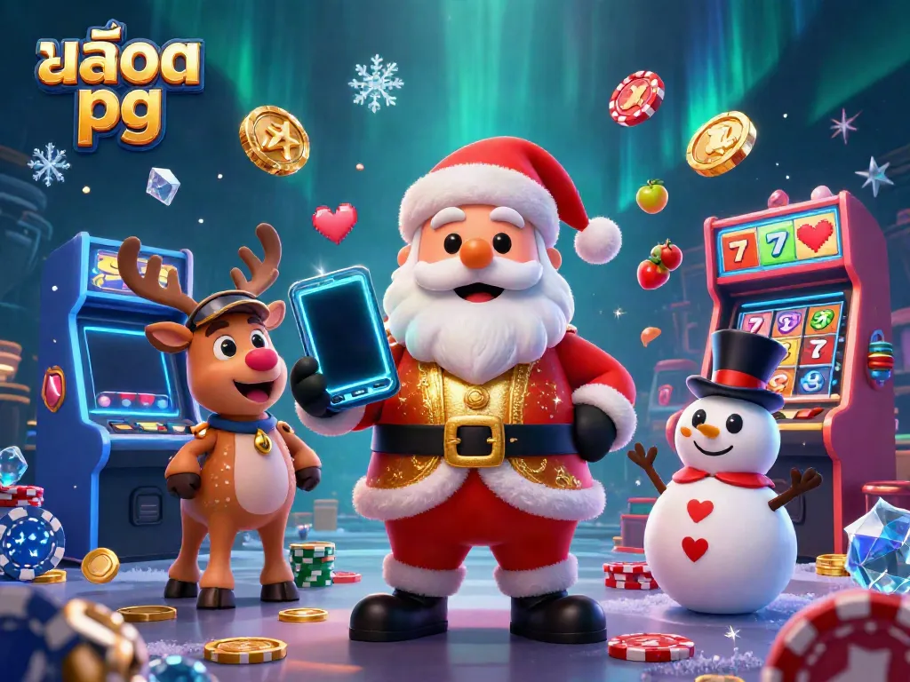 Experience thrilling jackpots and slots with สล็อต pg in this colorful 3D casino scene.