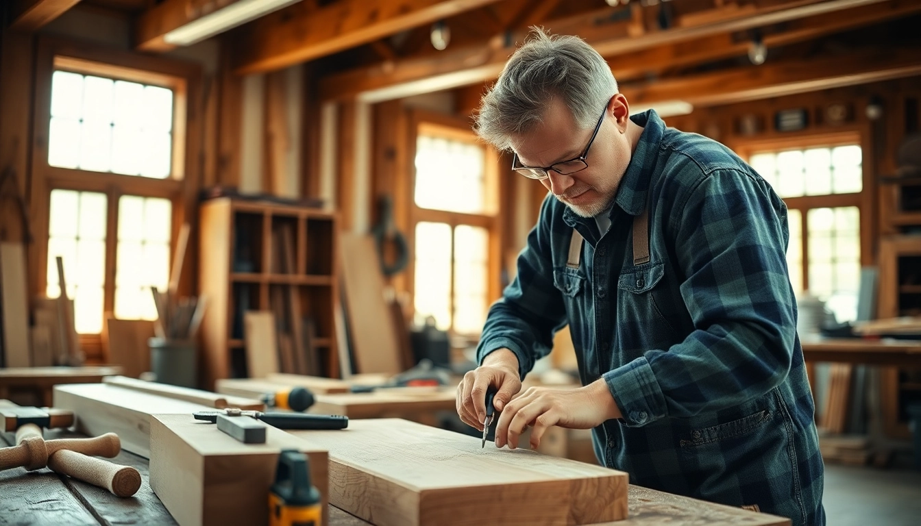 Craft training Wyoming with a skilled artisan shaping furniture in a rustic workshop setting.