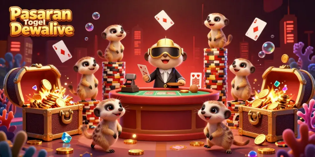 Experience the thrill of winning with Pasaran Togel Dewalive in this lively casino scene featuring meerkats in action.