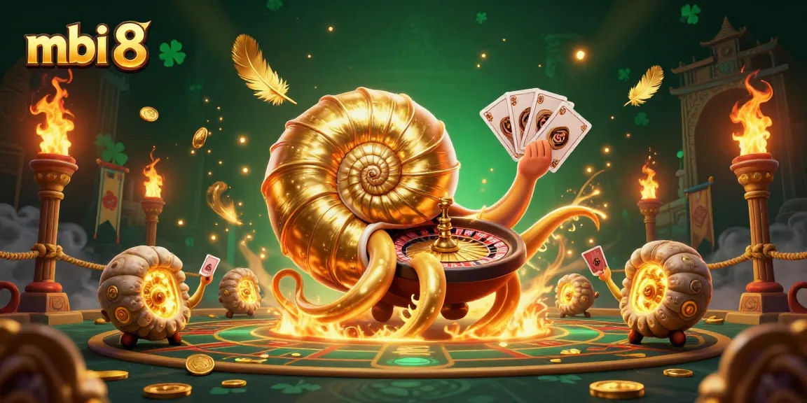 Experience thrilling gaming with mbi 8, featuring a dynamic nautilus roulette wheel and glowing ammonites in action.