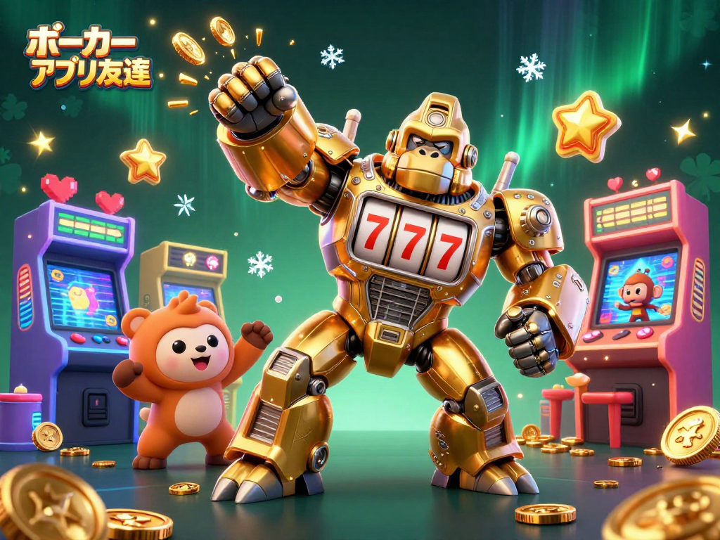ポーカーアプリ友達で友達と一緒に楽しくオンラインポーカーをプレイするシーンのイラスト。