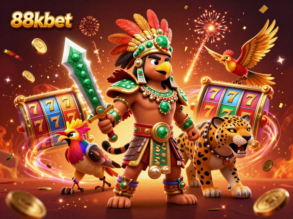 Experience exciting gameplay at 88kbet with spinning slot reels and vibrant celebration elements.