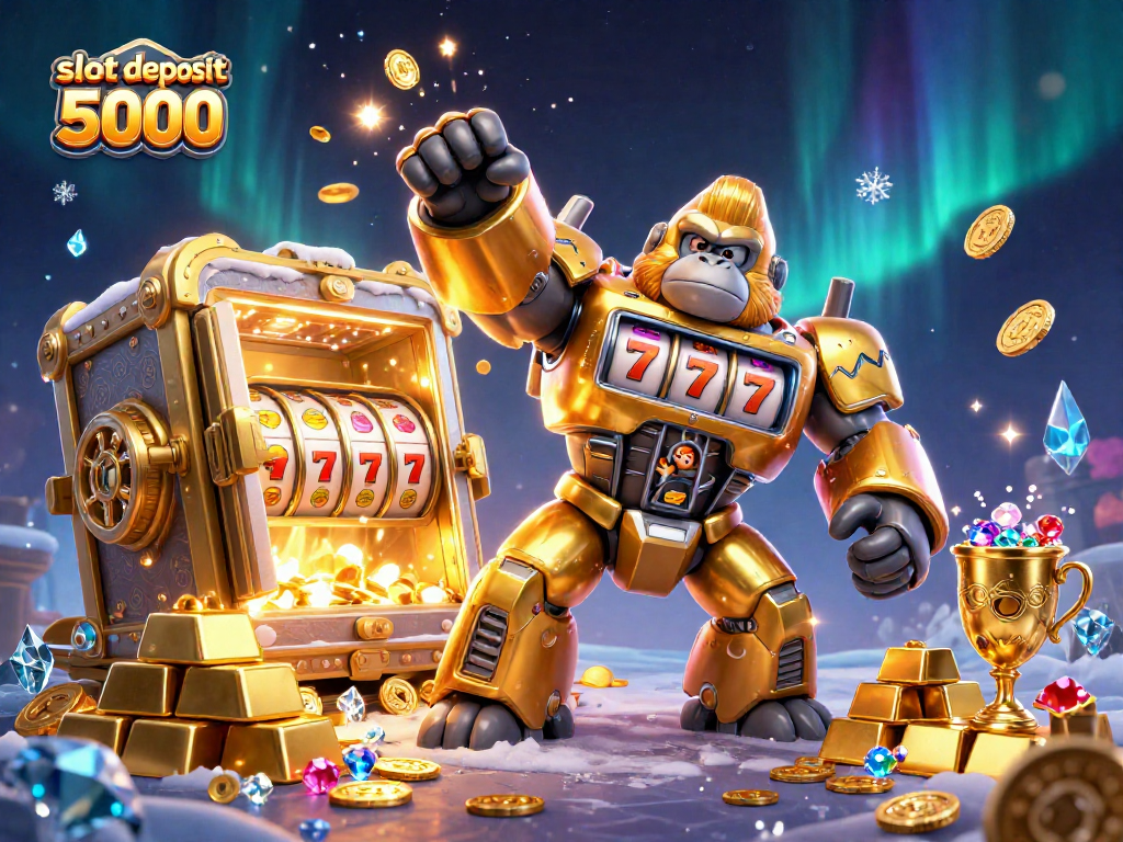 Spin to win with slot deposit 5000 and unlock treasure in this vibrant 3D illustration.