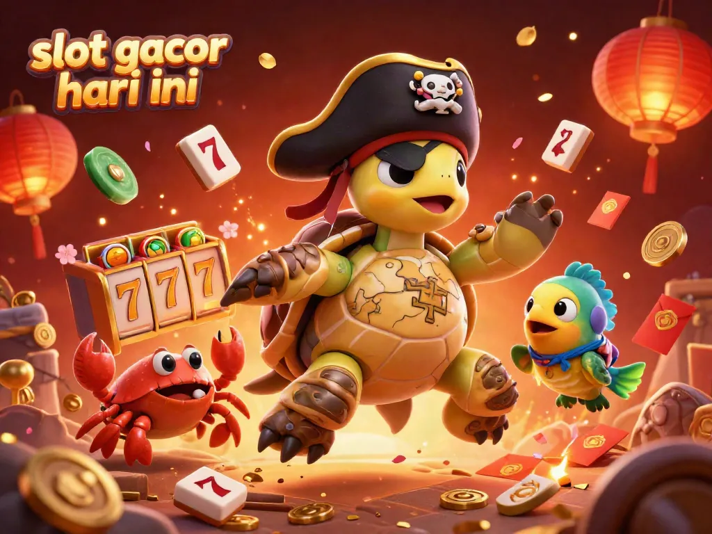 Gambar slot gacor hari ini dengan karakter unik dan berbagai elemen perjudian yang penuh warna.