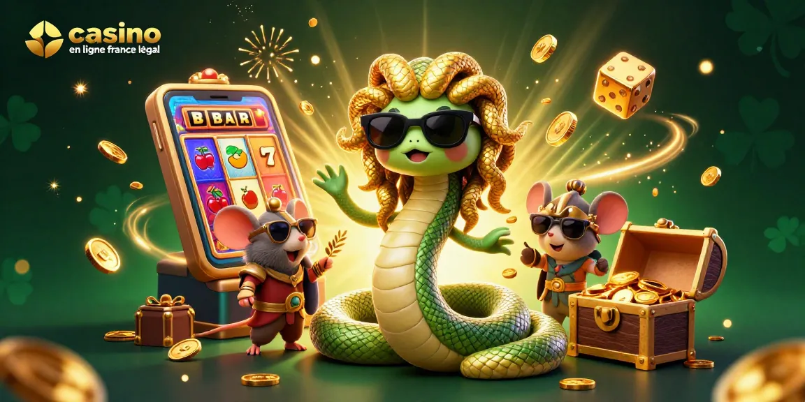 Jouer à un casino en ligne légal en France avec l'illustration dynamique de Méduse et des éléments de jeux captivants.
