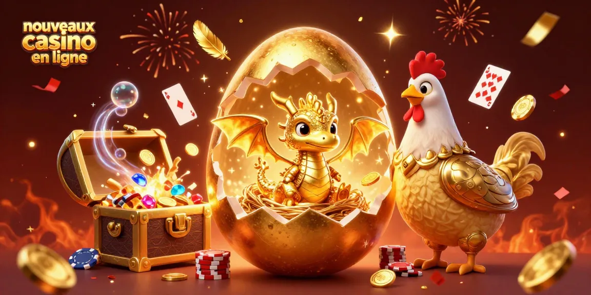 Plongez-vous dans les nouveaux casinos en ligne avec ce dragon doré et des jetons de poker étincelants.