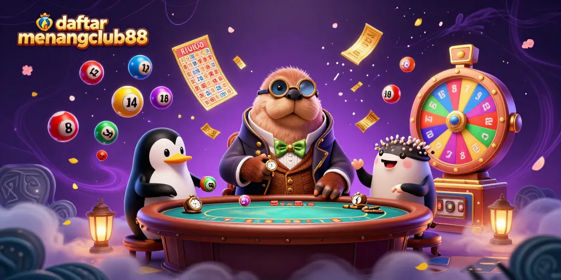 Experience thrilling gaming action with daftar menangclub88 at an underwater poker table featuring whimsical characters.