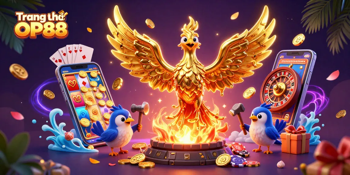 Experience the thrill of winning at Trang chủ OP88 with vibrant 3D casino elements and gaming excitement.