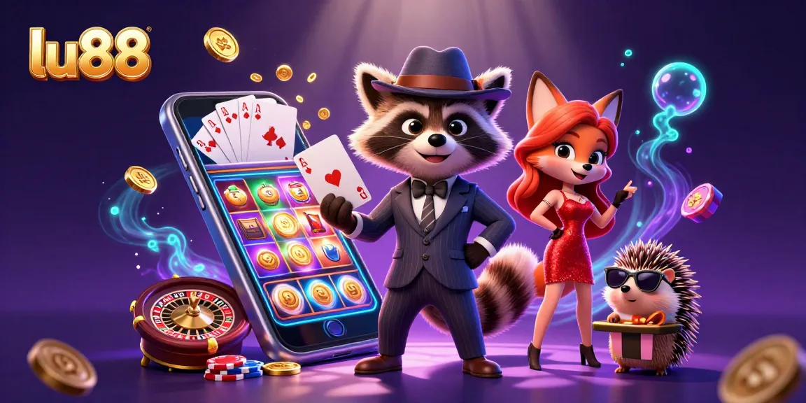 Experience the thrills of lu88 with a lively 3D casino scene featuring charming characters and vibrant gaming elements.