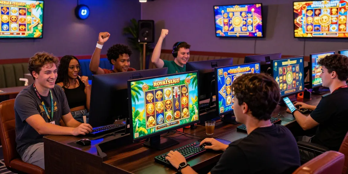 Players enjoying the thrill of slot raja games in a vibrant online gaming atmosphere.