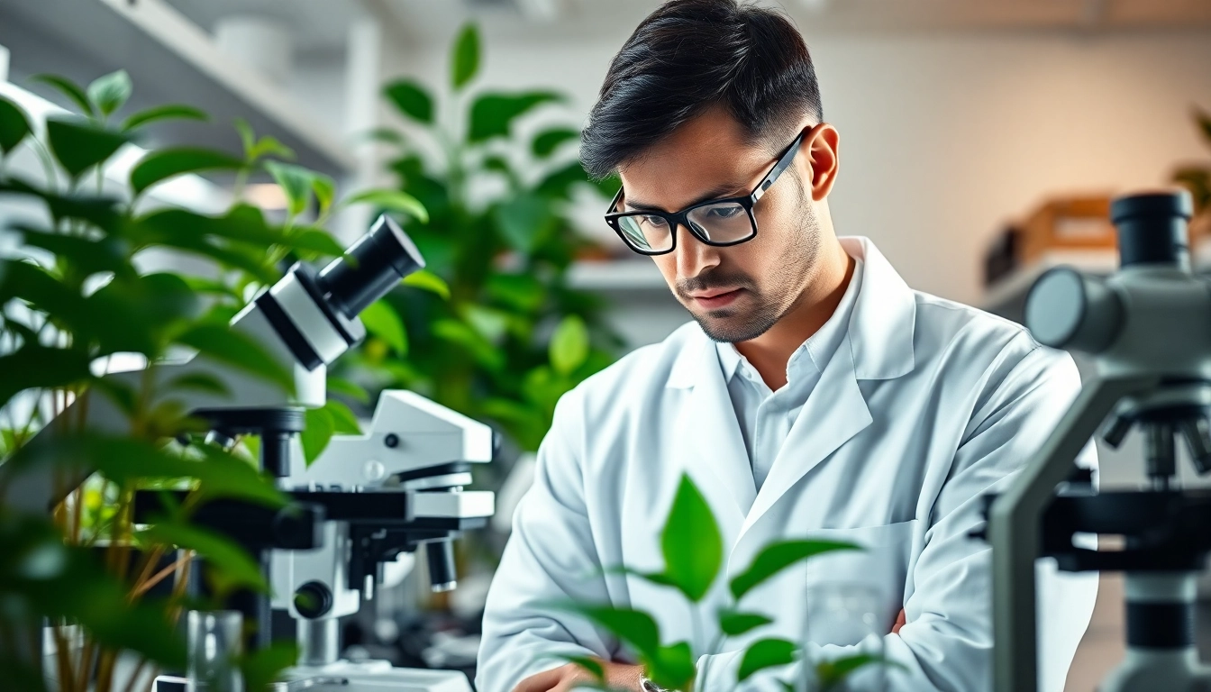 Scientists studying online peptides in a modern lab showcasing advanced research techniques.