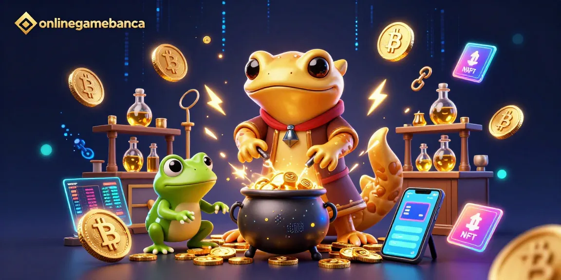 Experience thrilling casino adventures with onlinegamebanca featuring a golden salamander alchemist and crypto elements.