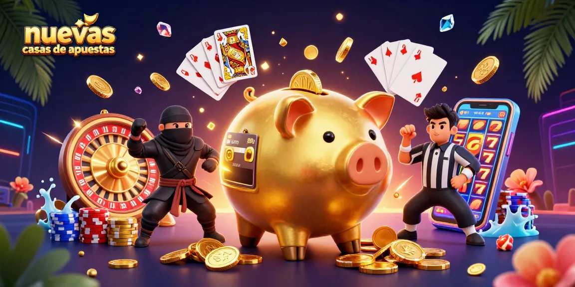 Ilustración de nuevas casas de apuestas con un luchador sumo y monedas doradas volando.