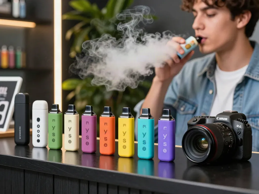 Experience the vibrant flavors of Ryse vape with a sleek design and modern lifestyle elements.