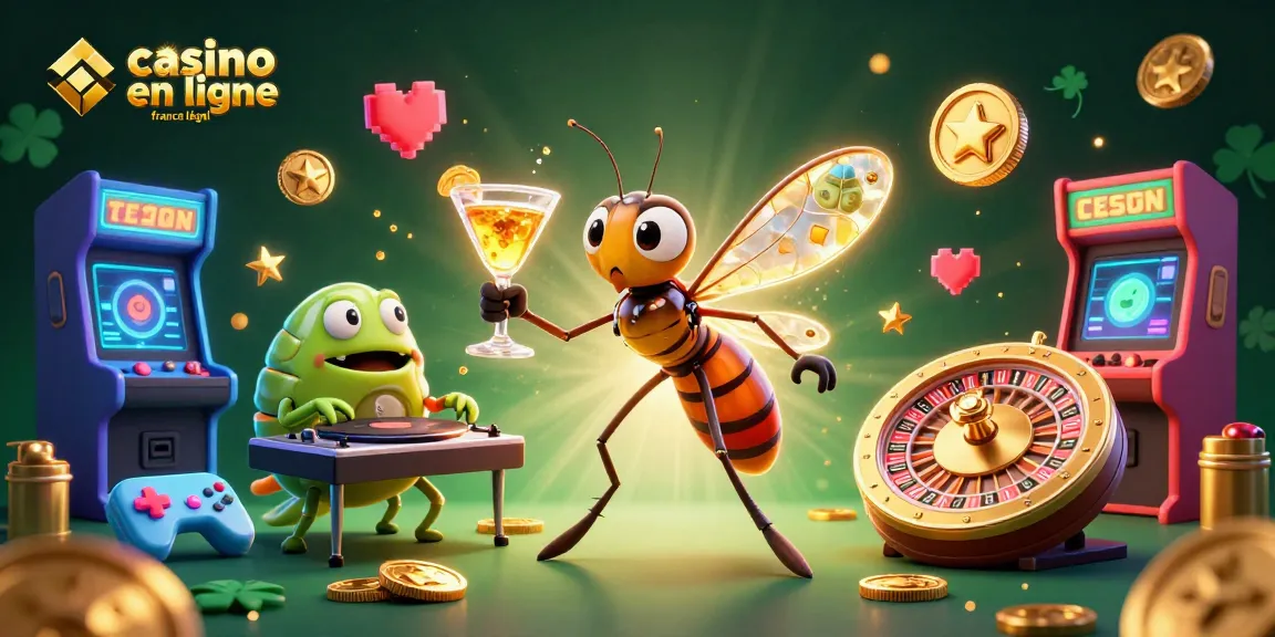 Jouez au casino en ligne France légal avec une mascotte mouche au casino et un DJ trilobite.