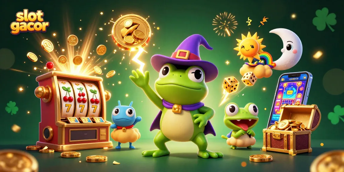 Experience slot gacor with a 3D whimsical casino scene filled with vibrant characters and game elements.